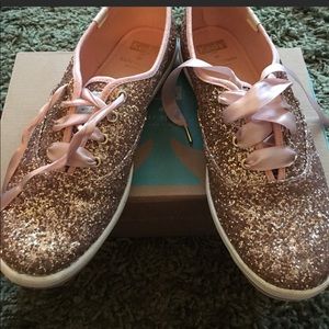 Kate Spade x Keds rose gold glitter sneakers